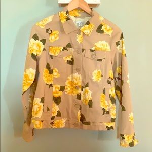 Yellow roses jean style jacket